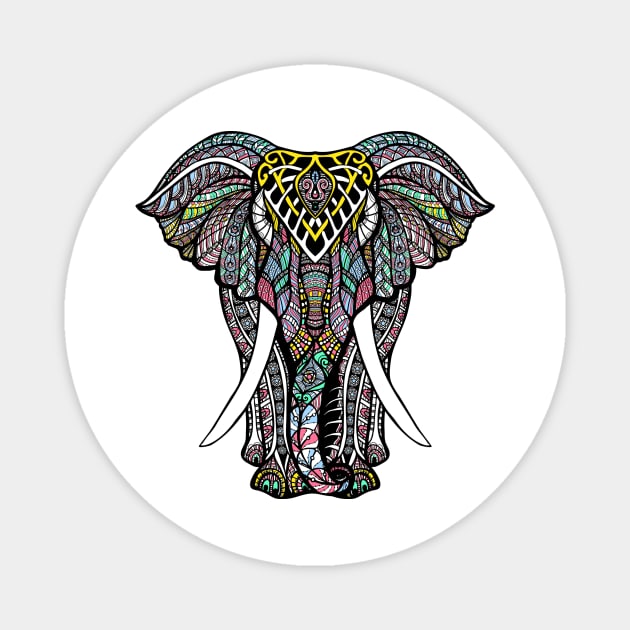 Colorful Elephant Mandala Design Magnet by Utopia Shop